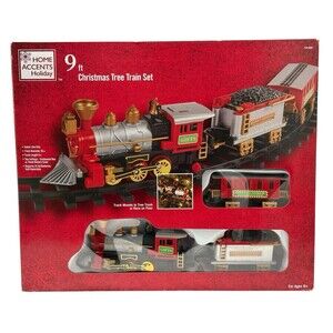 Home Accents Holiday Christmas Tree Train Set 9 Ft Track Mount To Tree Trunk